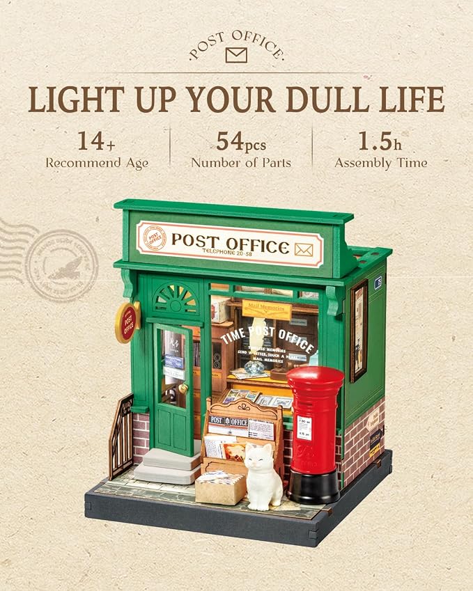 Rolife DIY Mini Building House Miniature Kit-Century Post Office, Miniature - Image 8
