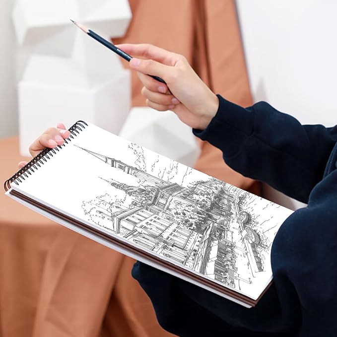 Crehatos 9" x 12" Sketch Book, Top Spiral Bound Sketch Pad, 100 Sheets - Image 2