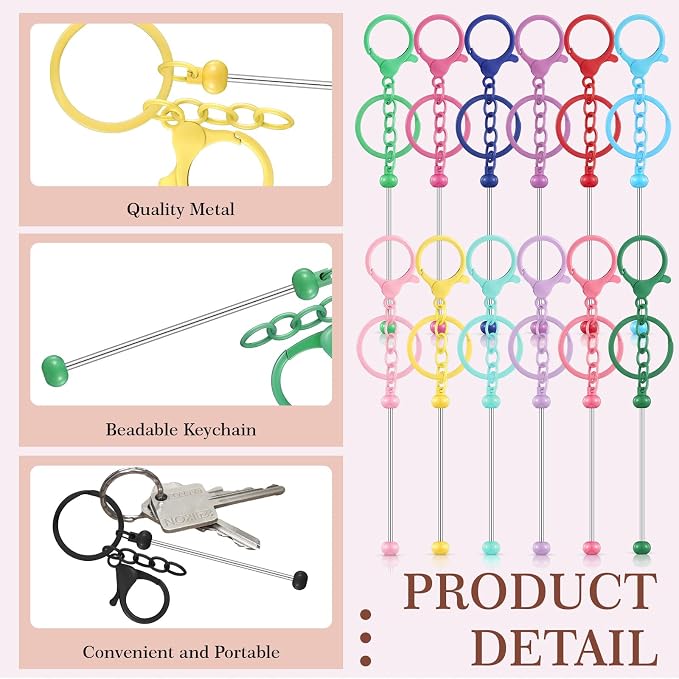 Tondiamo 24 Pcs Beadable Keychain Bars Bulk Beads - Image 4