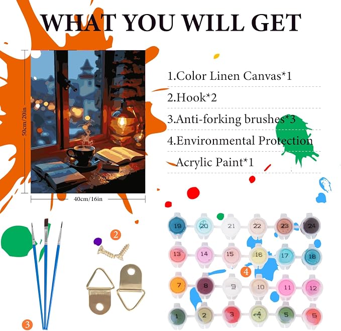 Fountor Window View Paint by Numbers Kit - Image 4