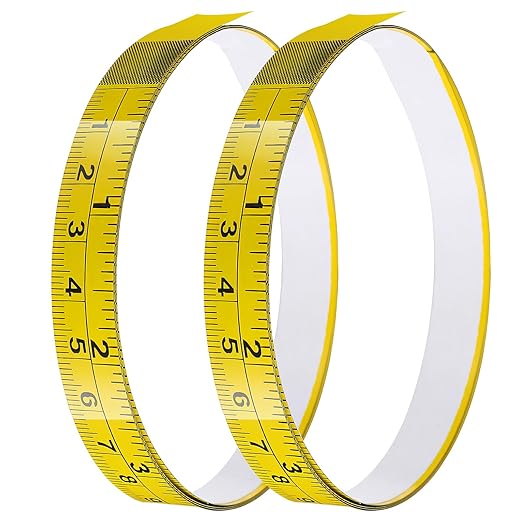 Adhesive Measuring Tapes,Steel Self Tape Measure,1/2" Wide Imperial & Metric Ruler Sticker, Stick On Table Saw and T Track for Woodworking, Drafting (Yellow, Right to Left 39" 2PCS)