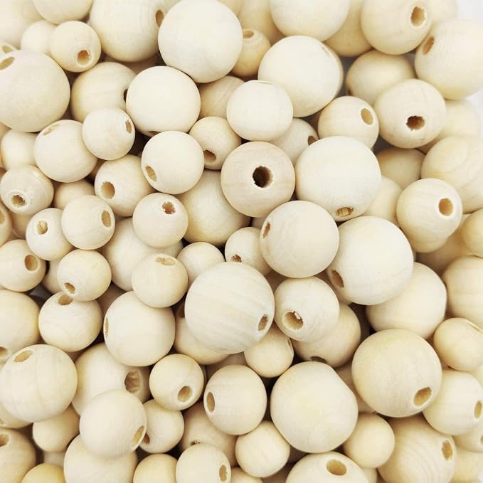 200pcs 12MM Wood Beads Natural Unfinished Round Wooden Loose Beads Wood Spacer - Image 4