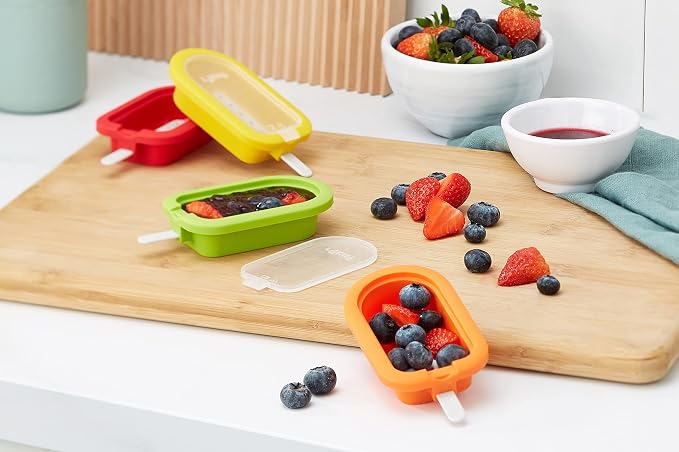 Lékué Set of 4 Stackable Popsicle Molds + Sticks & Lids | Homemade Freezer Ice - Image 8