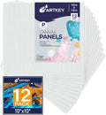 Canvas Panels 10x10 Inch 12-Pack, 10 oz Primed 100% Cotton White Blank Small by Artkey