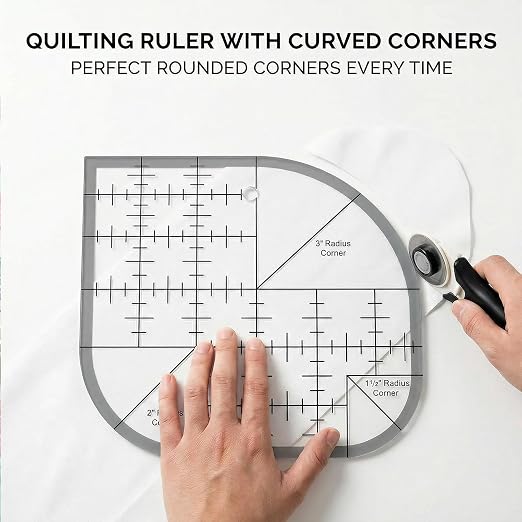 Acrylic Curved Corner Cutter Ruler, Quilting Guides Fabric Craft Ruler - Image 3