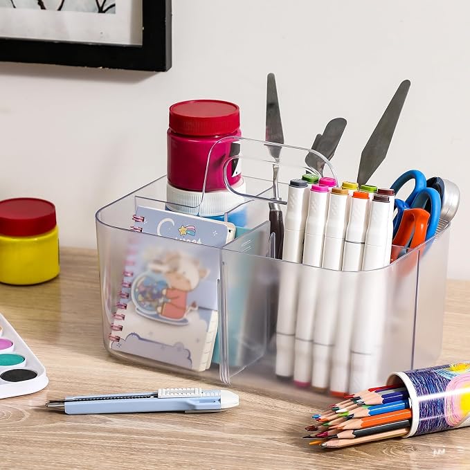 Multiuse Caddy Organizer with Handle, Portable Plastic Tote Bin - Image 4