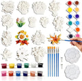 15 Pcs Plaster Painting Kit, Flower Magnet Craft Kit by HuiBeans