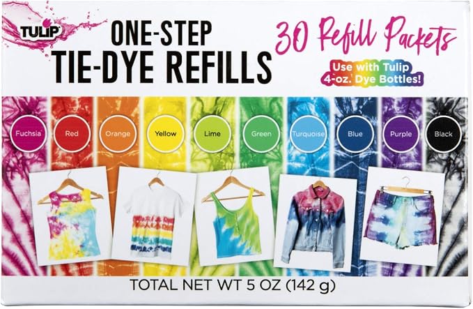 Tulip One-Step Tie-Dye Kit Refills, Rainbow Tie Dye, 30 Pack by Tulip