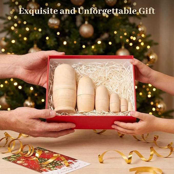 Koogel 6 Set Blank Nesting Dolls, Unfinished Wood Crafts Russian Dolls - Image 2