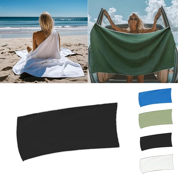 Magnetic Bath Towel, Outdoor Quick-Dry Sand-Resistant Beach Towel, 75"X35" Towel with Magnetic Closure, Super Absorbent Microfiber Towel for Travel,Swimming,Pool,Beach,Pool,Travel,Gym & Camping Black