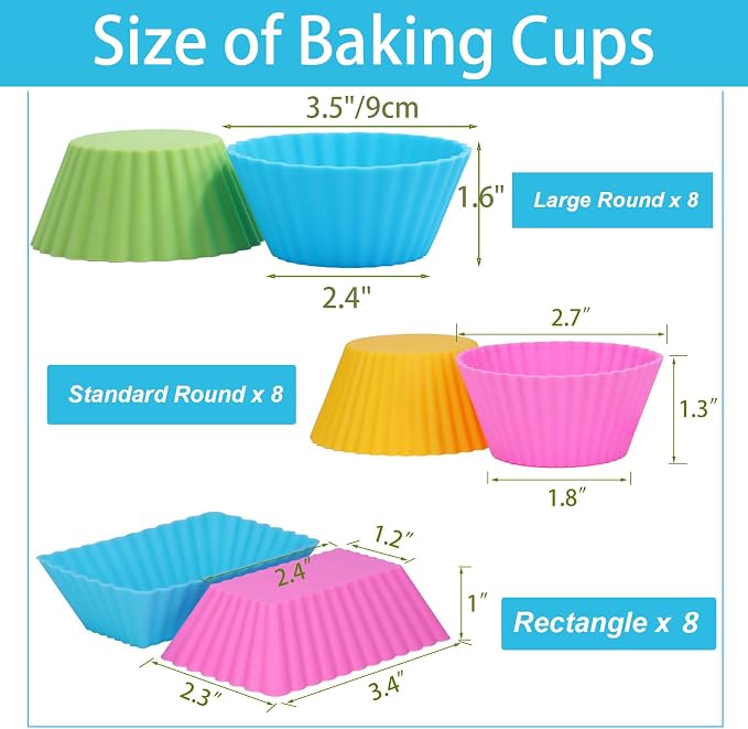 24Pack Silicone Muffin Cups, Reusable Cupcake Liners Molds - Image 6