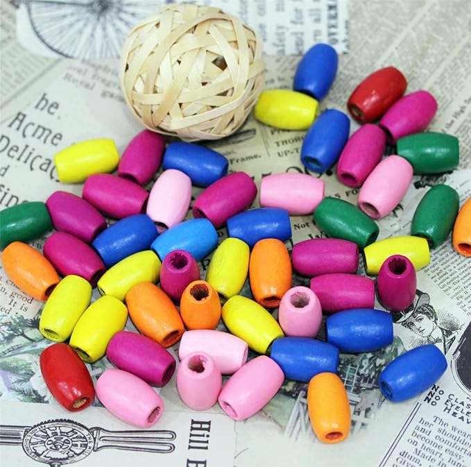 BetterJonny 50 Large Oval Wood Beads Assorted Color - Image 2