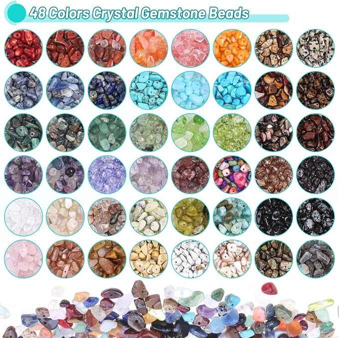 PAXCOO 2278Pcs Crystal Beads for Jewelry Making Supplies, 48 Colors Ring Making - Image 5