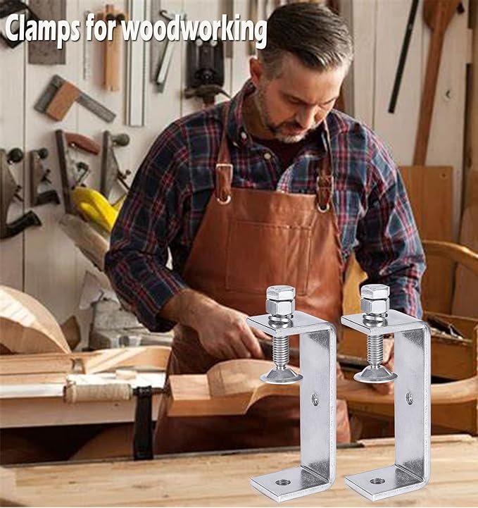 Tiger Clamp Stainless Steel Clamps - Woodworking Clamp Heavy Duty C-clamp With Wide Jaw Openings (100MM)，2PCS