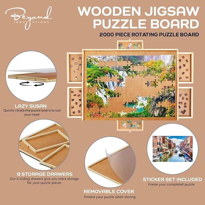 2000 Piece Wooden Jigsaw Puzzle Board 41.5" x 30" - Image 2