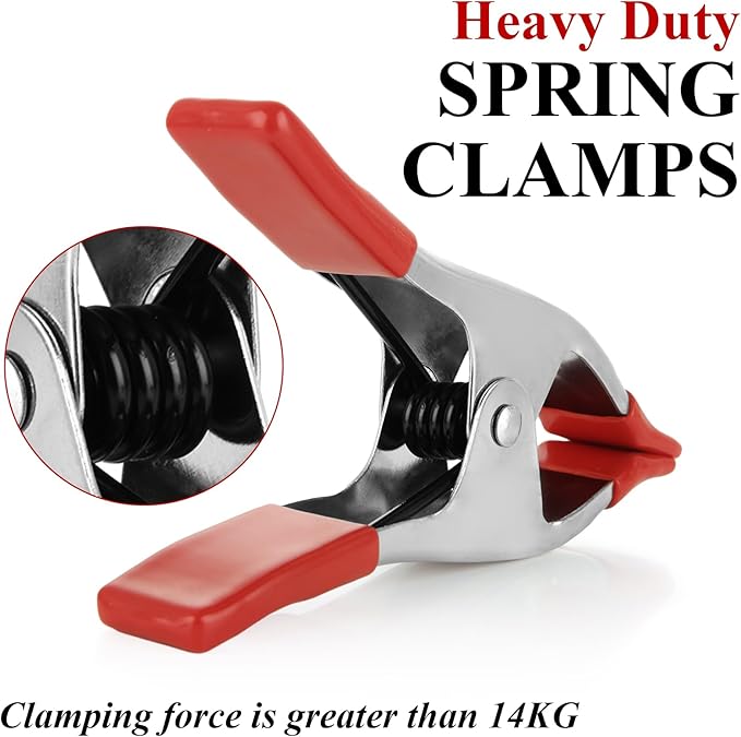 12 Pack 6 Inch Spring Clamps Heavy Duty, 2 Inch Jaw Opening, Metal Spring Clamps for woodworking/Backdrop/Greenhouse, Spring Clips with Protective Handles and Tips