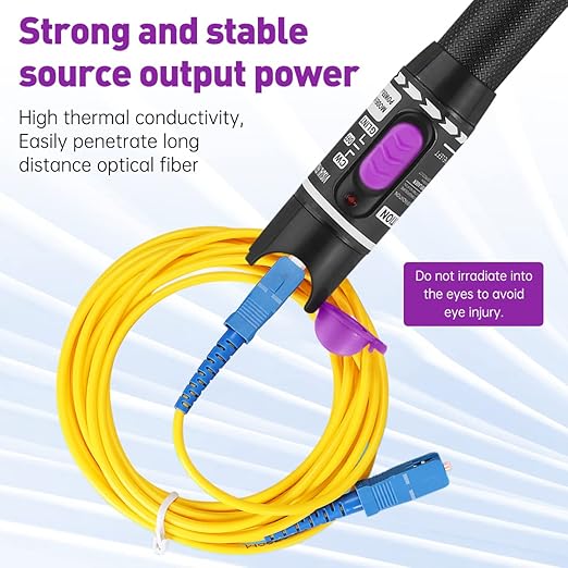 Moocci Visual Fault Locator - VFL Fiber Optic Cable Tester Meter Kit with FC Male to LC Female Adapter - Fiber Optic Tools Source Tester Detector for LC/FC/SC/ST, Network Cable Test