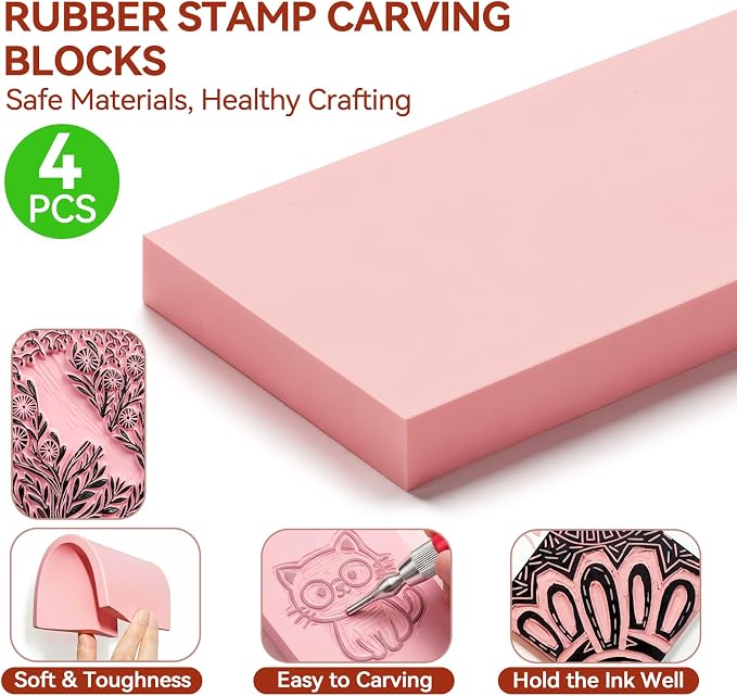WAYCOM 18Pcs Linoleum Blocks for Printmaking: Linocut kit - Image 3