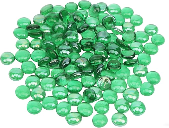 5 lb Green Glass Beads for Vases, Glass Pebbles by Unknown