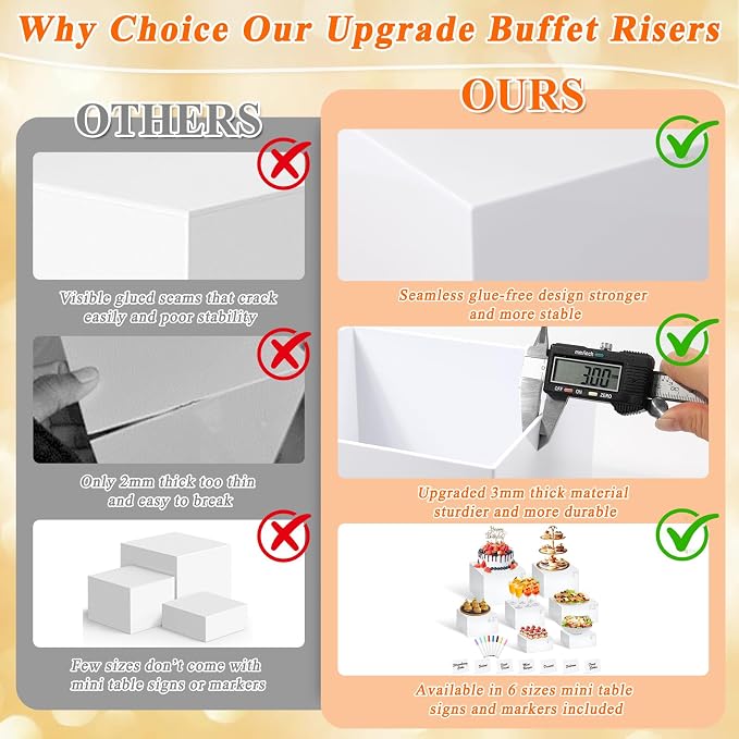 7Pcs White Acrylic Buffet Risers - Image 3