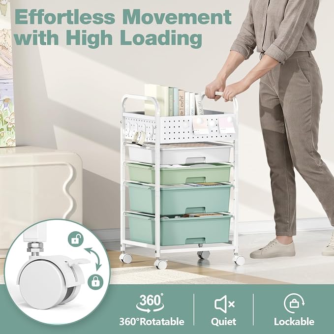 4 Drawer Rolling Storage Cart - Image 5
