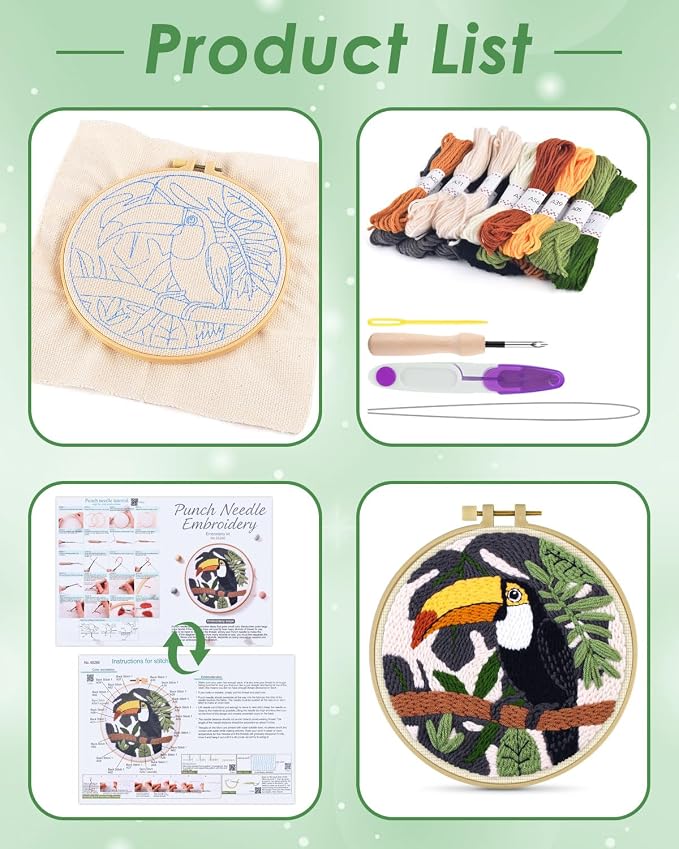 ERKOON Punch Needle Kit for Beginners Adults, DIY Easy Animals Embroidery Set - Image 2