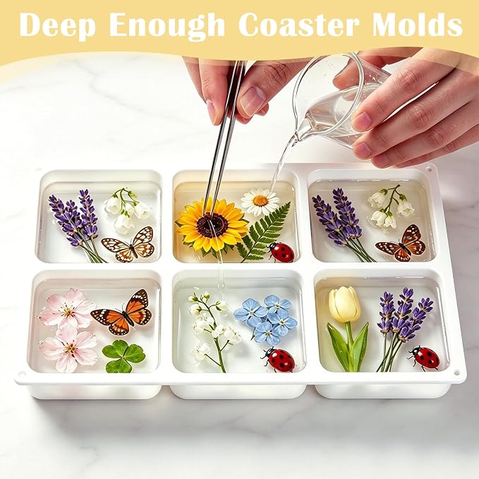 YOILES Deep Coaster Resin Molds Silicone Square Silicone Molds - Image 4