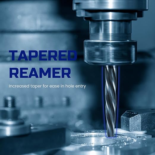 Lichamp 5-Piece M2 HSS Reamer Drill Bit Set, 3/8" 1/2" 9/16" 5/8" 3/4" High Speed Steel Chucking Reamer Set for Metal