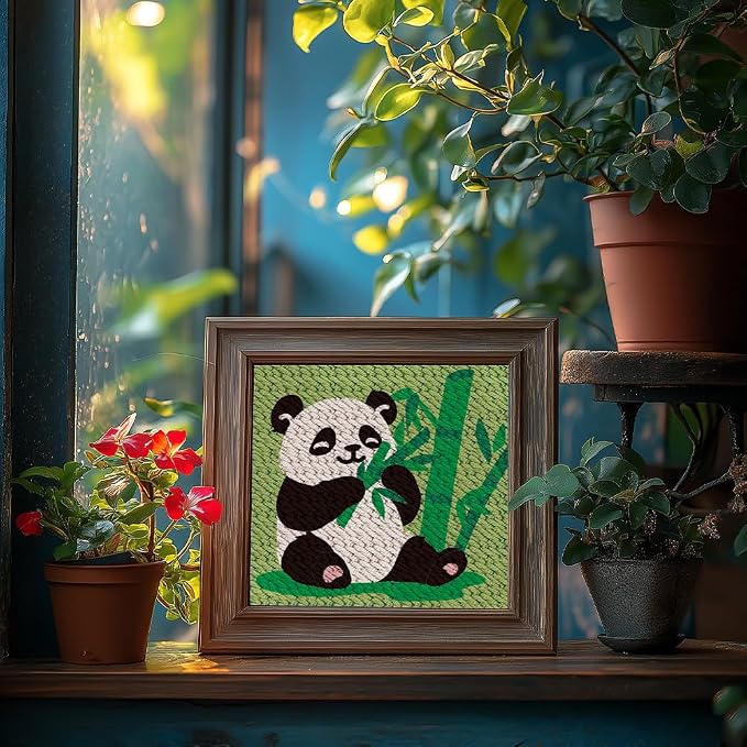 Doodlream Panda Eating Bamboo DIY Punch Needle Embroidery Kit - Image 6