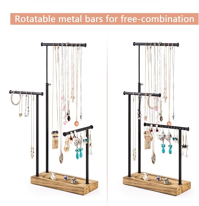 SRIWATANA Carbonized Black Jewelry Organizer Stand, Tall Necklace Holder | - Image 7
