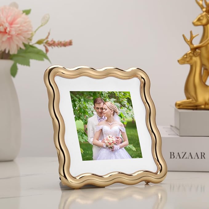 High-End Gold 4x4'' Square Zinc Alloy Picture Frames, - Image 2