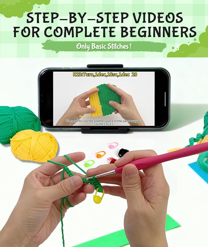 Totiro Crochet Kit for Beginners, Long-Legged Frog Amigurumi Starter Kit - Image 2