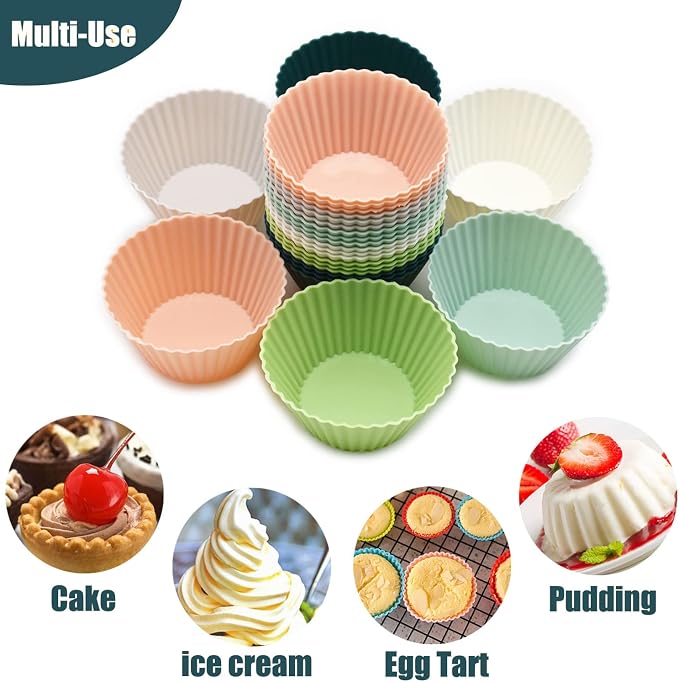 Reusable Silicone Cupcake Baking Cups 24 Pack, 2.75 inch Silicone Baking Cups - Image 3