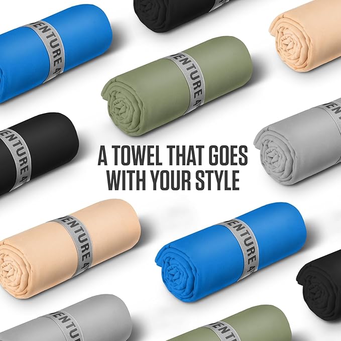 VENTURE 4TH Quick Dry Towel. Microfiber Travel Towel Ideal for Camping, Hiking, Backpacking, Gym. Lightweight & Fast Drying Travel Towels for Body. Compact & Easy to Pack - Charcoal Extra Large