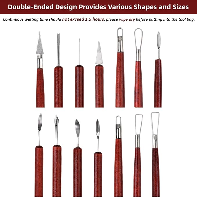 Blisstime 18PCS Clay Sculpting Tools, Basic Clay Pottery Carving Tool Kit - Image 2