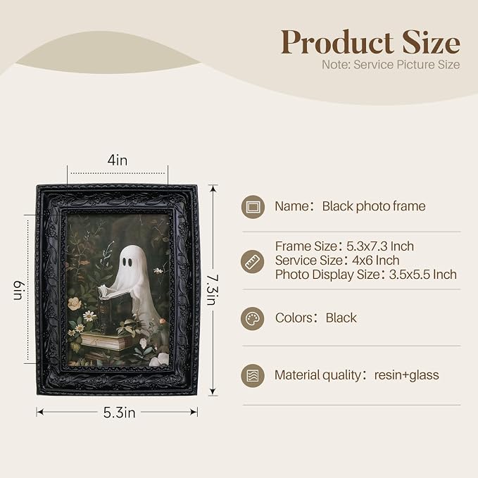 Cuspin Gothic Picture Frame Set of 2, Vintage Ornate Black Resin Frames - Image 5