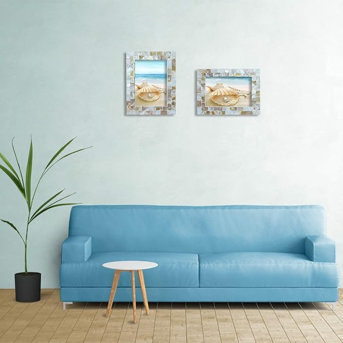 Handmade Picture Frames, Unique Natural Style, Chic Mosaic Beach Picture Frame - Image 5