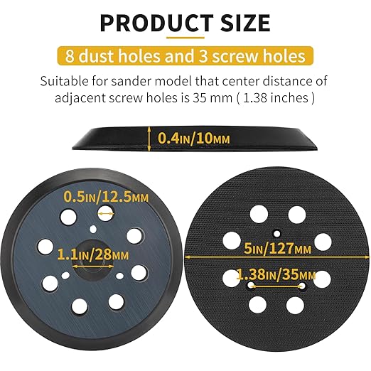 3 Pack 5" 8 Hole Hook & Loop Replacement Sander Pads Compatible with Makita Orbital Sander BO5010 BO5030K BO5031K BO5041K, Replacement Parts #743081-8/743051-7 (3 Screw Holes Sander Pads