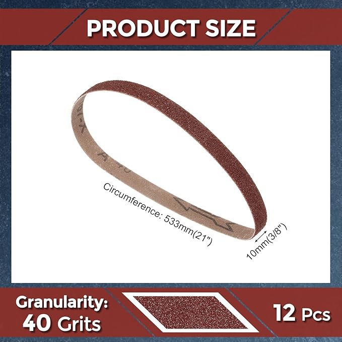 10 Pcs Sanding Belts 3/8 x 21 Inch 40 Grit Aluminum Oxide Abrasive Sandpaper for Belt Sander Metal Grinding Wood Working Weld Rust Removal