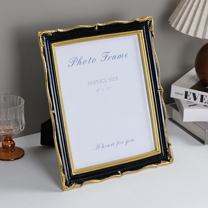 Cuspin 8x10 Picture Frame Black and Gold Frames, Ornate Textured Hand-Crafted - Image 7