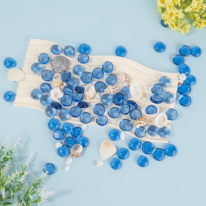 Pale Blue Glass Marbles, 0.97LB Transparent Flat Glass Beads - Image 6