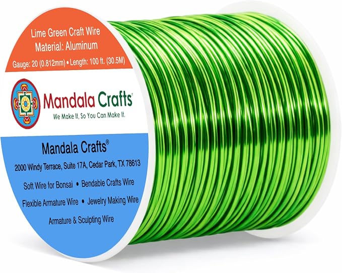 Mandala Crafts 20 Gauge Lime Green Anodized Aluminum Craft Wire, 100 FT | by MandalaCrafts