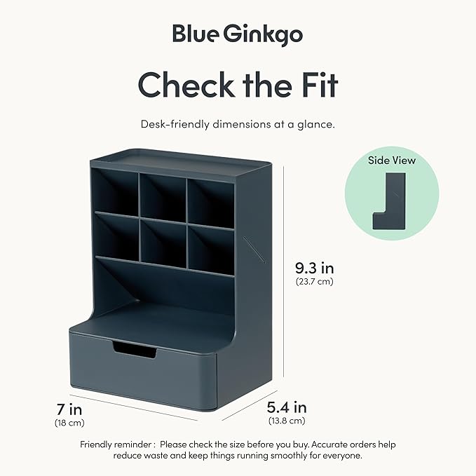 BLUE GINKGO Hive Desk Organizer – Vertical 6-Compartment, Full-drawer Storage – - Image 3