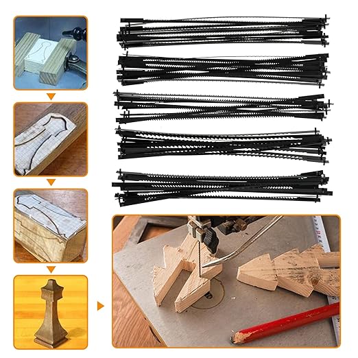 60Pcs Scroll Saw Blade Pin End 5inch Sturdy Carbon Steel Scroll Saw Blade Durable Cutting Pinned Scroll Saw Blades Set TPI 10/15/18/20/24 Replacement for Cutting Wood Plastic Metal US(60pcs)