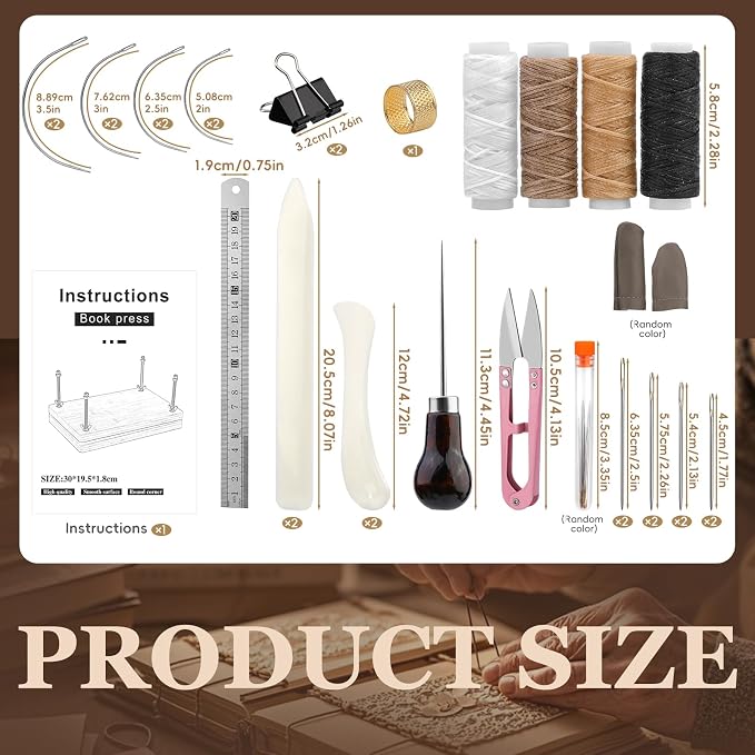 JUPEAN 34 Pcs Book Binding Kits, Book Press, Books Making Kit - Image 2