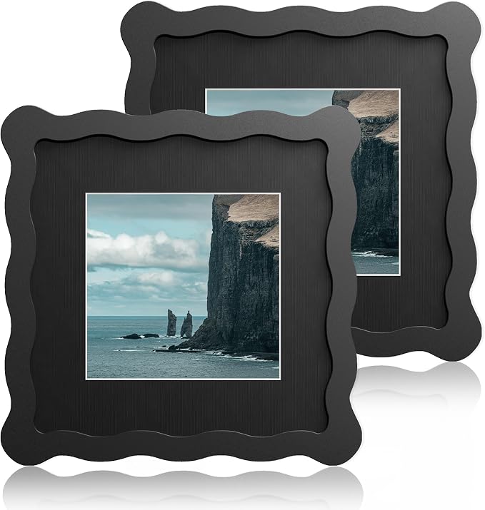 6x6 Wavy Picture Frame With Mat by Unknown