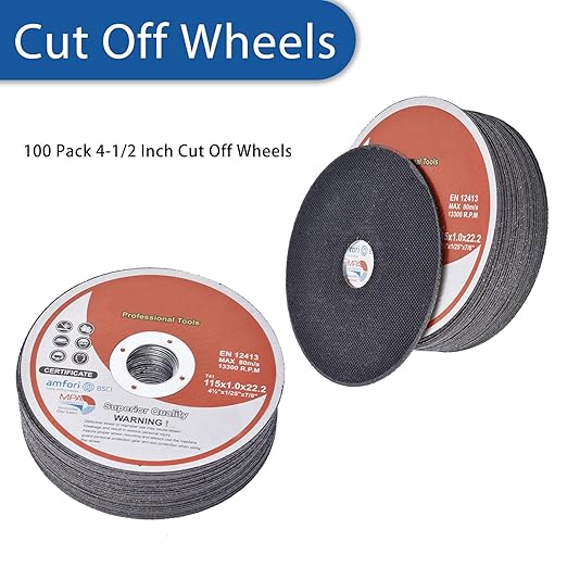 WFLNHB 100 Pack 4-1/2 Inch Cut Off Wheels for Metal and Stainless Steel Cutting Discs for Angle Grinders 4.5 x .040 x 7/8 Inch
