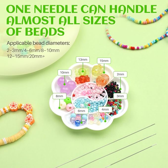 UOOU 32 Pcs Beading Needles Set, 8 Sizes Big Eye Bead Needles, Twist Beading - Image 6