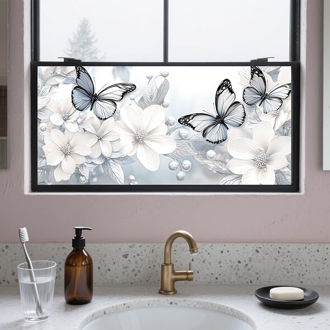 IVN Privacy Window Film 39.3x17.7 Inch Static Cling Decorative Window Film by IVN