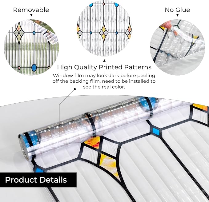 ADD.HERES Window Privacy Film, Stained Glass Decorative Static Cling, Removable - Image 5